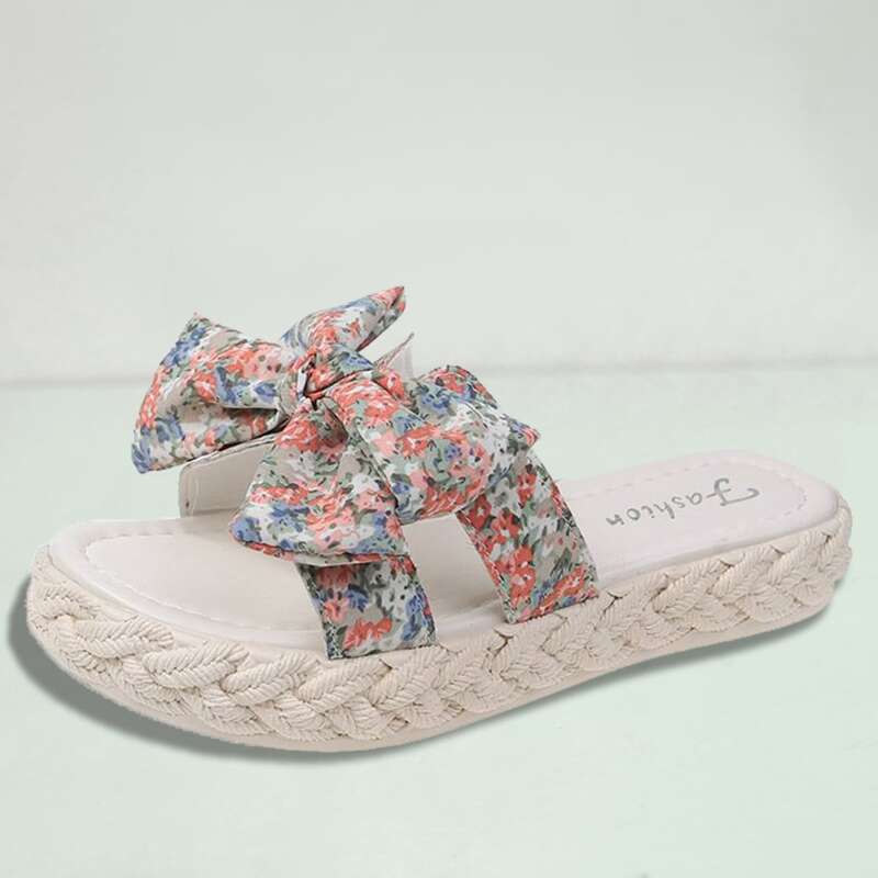 

Ditsy Floral Bow Slide Sandals, Multicolor