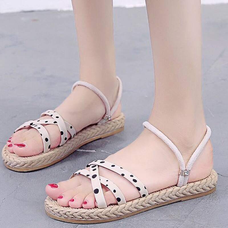 

Polka Dot Slingback Sandals, Beige