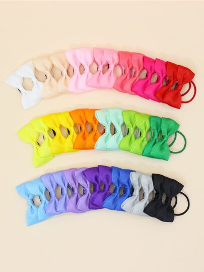 40pcs/Pack Minimalist Solid Color Bowknot Hair Ties, Suitable For Kids, Teens And Adults, Daily Use
