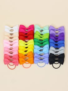 40pcs Minimalist Solid Color Bow Hair Ties, Girls Hair Accessories Suitable For Daily Use - Multicolor - View 2