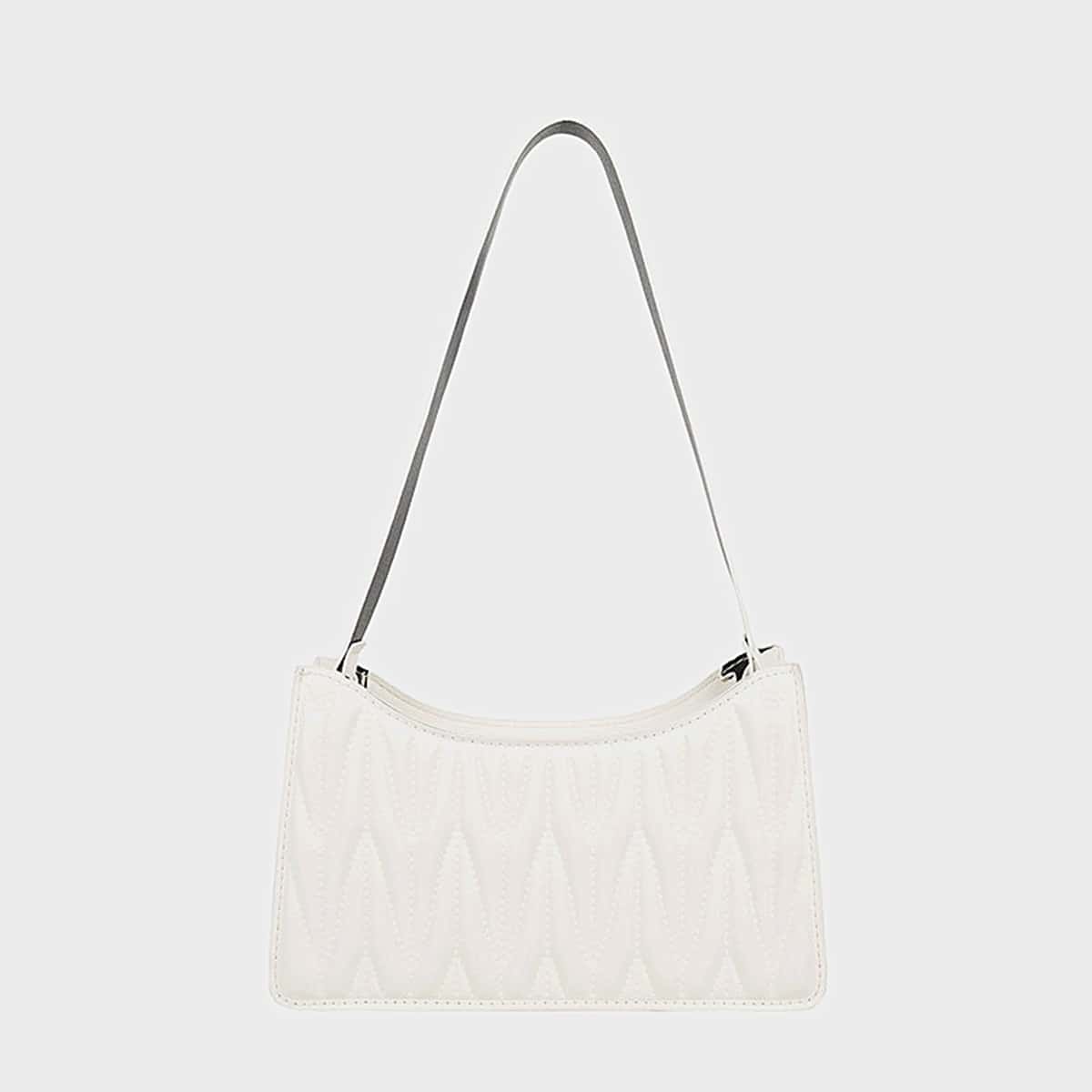 

Quilted Baguette Bag, Beige