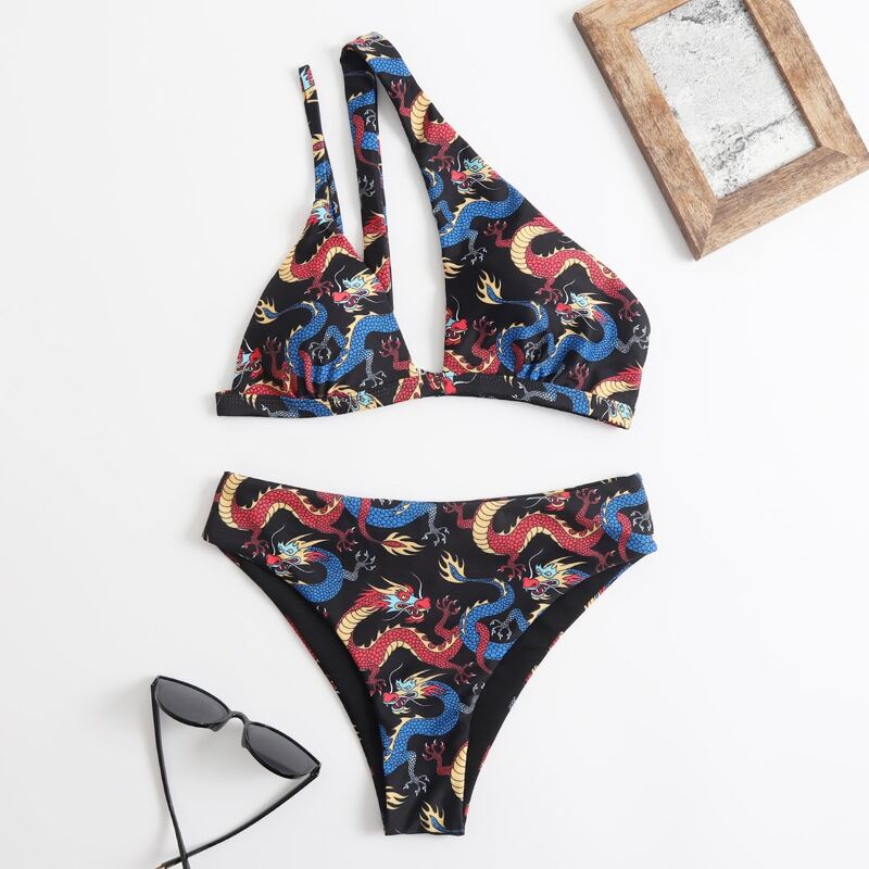 

Dragon Print Bikini Swimsuit, Multicolor