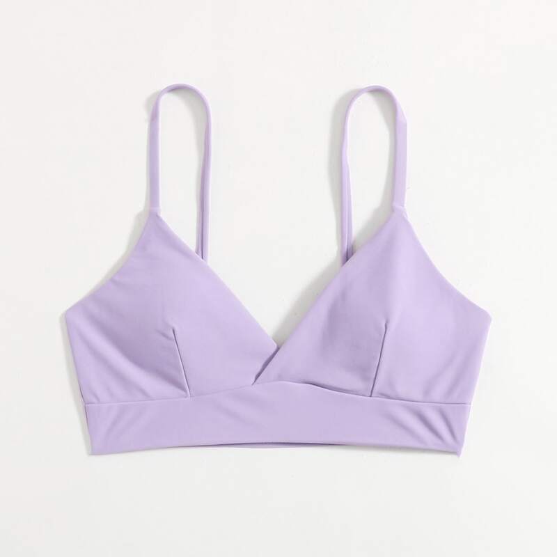 

Solid Wrap Bikini Top, Mauve purple