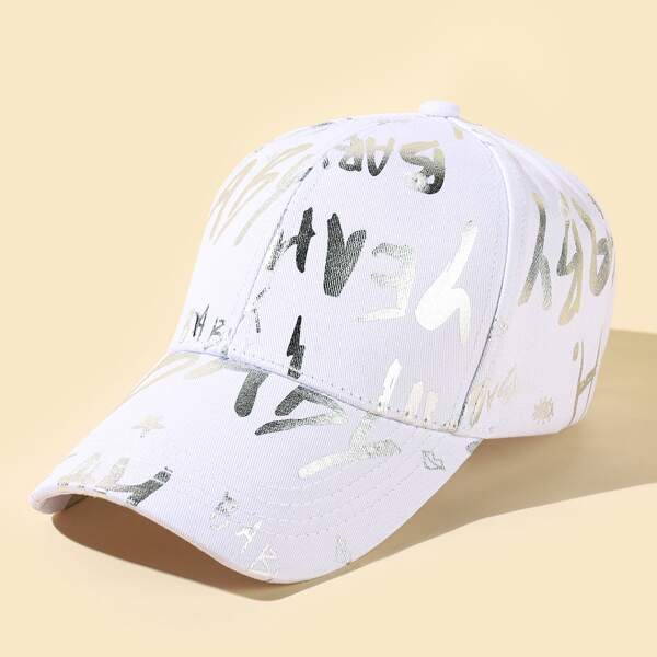 

Letter Graphic Baseball Cap, White