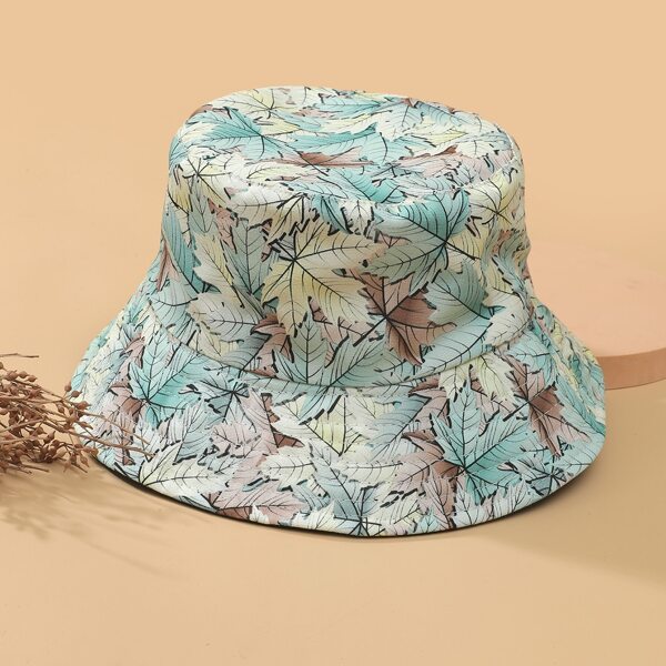 

Leaf Print Bucket Hat, Multicolor