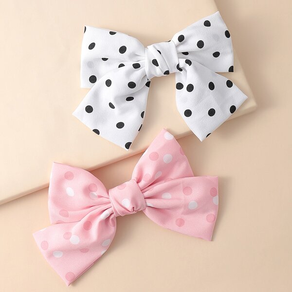 

2pcs Girls Bow Decor Hair Clip, Multicolor
