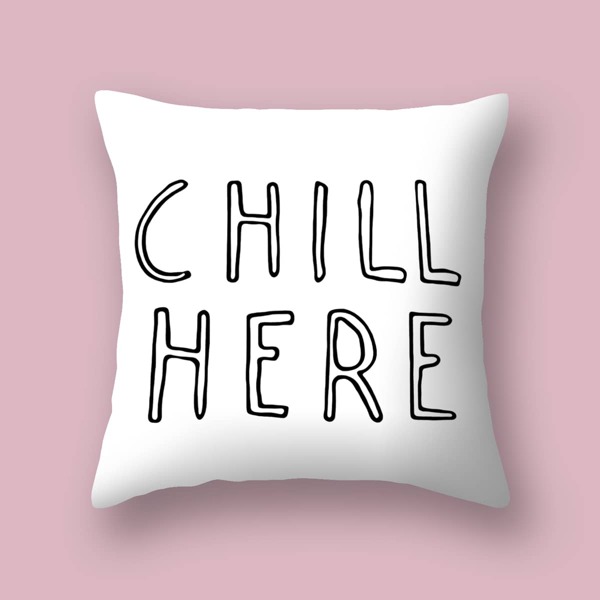 

Slogan Graphic Cushion Cover Without Filler, Black and white