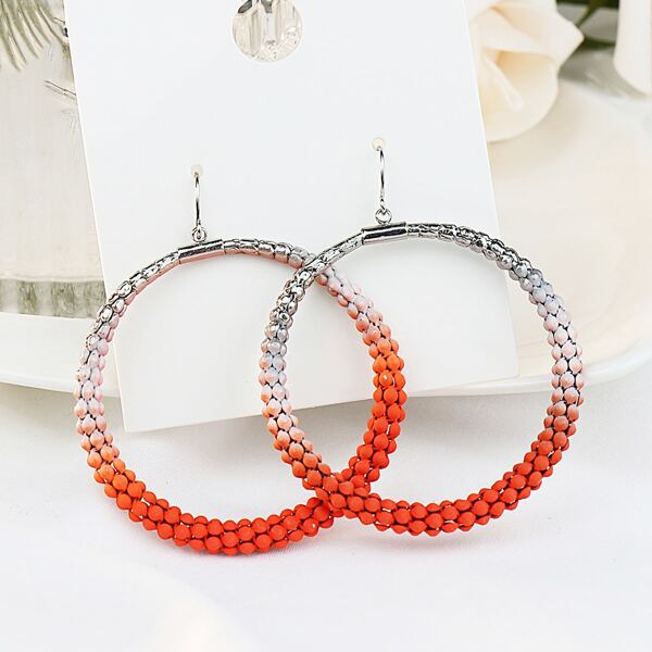 

Two Tone Circle Drop Earrings, Multicolor