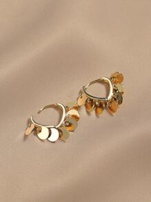 Andkiss Disc Tassel Charm Earrings - Yellow Gold - View 1