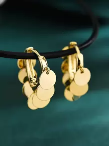 Andkiss Disc Tassel Charm Earrings - Yellow Gold - View 2