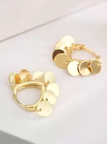 Andkiss Disc Tassel Charm Earrings - Yellow Gold - View 3