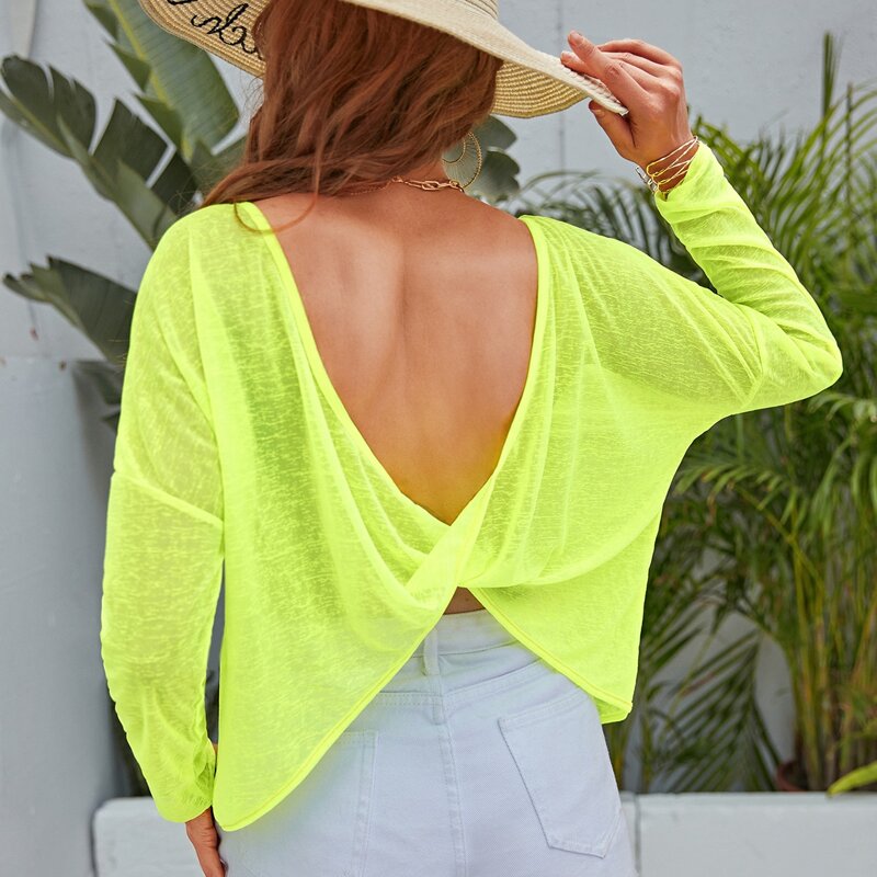 

Neon Lime Twist Cover Up Top, Lime green