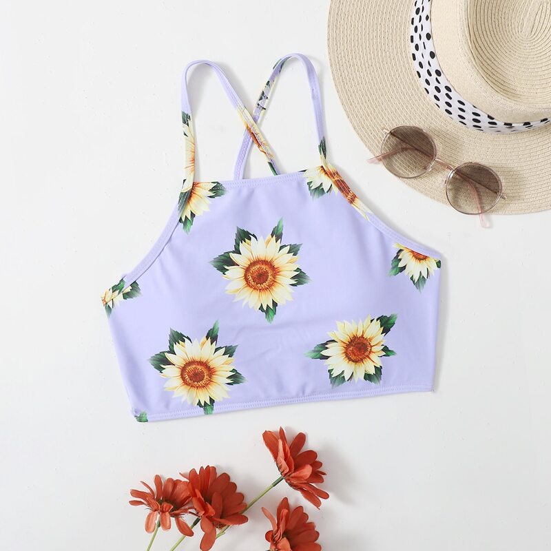 

Sunflower Print Bikini Top, Multicolor