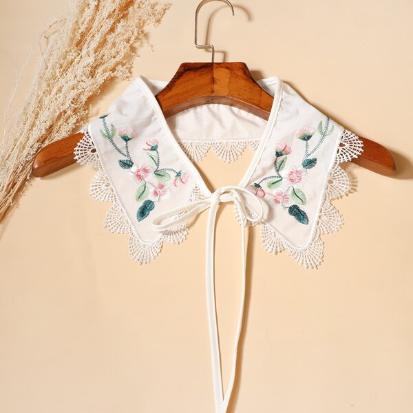 

Flower Embroidered Dickey Collar, Multicolor