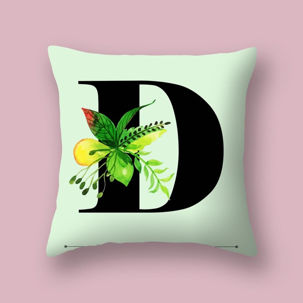 

Alphabet Print Cushion Cover Without Filler, Multicolor