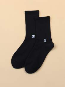 Men Letter Graphic Crew Socks - Black - View 3