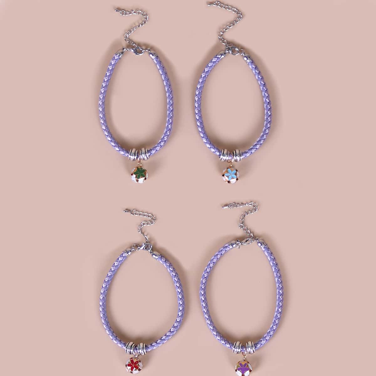 

1pc Random Color Pendant Woven Pet Necklace, Purple