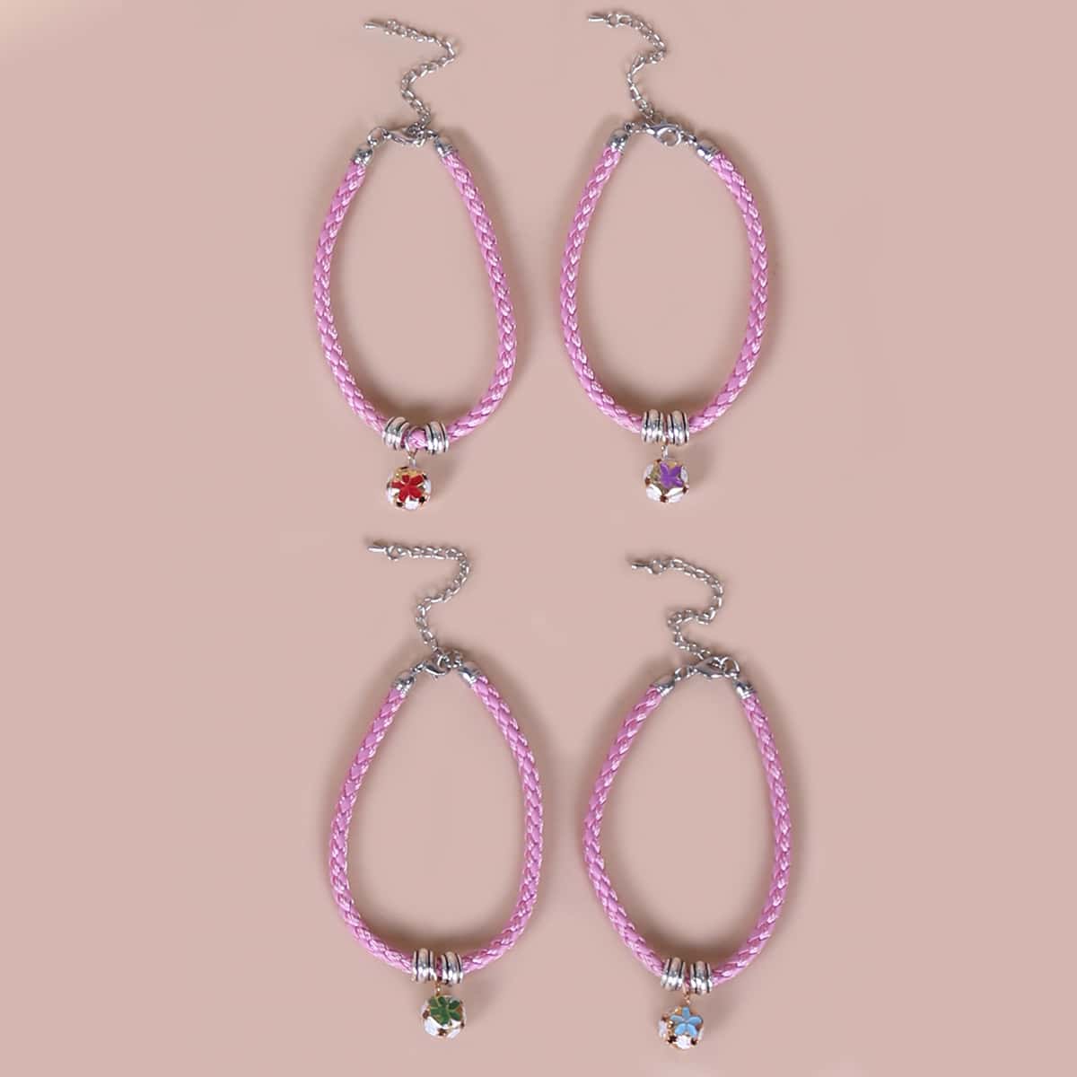 

1pc Random Color Pendant Woven Pet Necklace, Pink