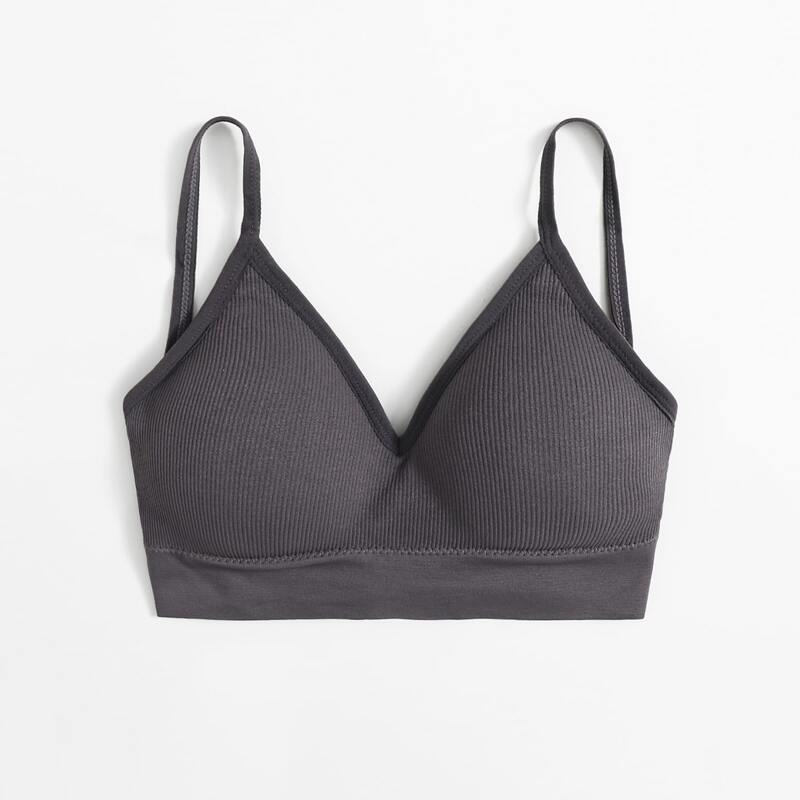 

Solid Rib Bra Set, Dark grey