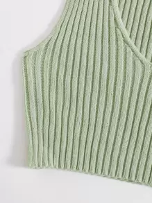 SHEIN Unity 3pcs Plunge Crop Tank Knit Top - Multicolor - View 5