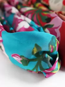 6pcs/Pack Satin Floral Crossover Knotted Elastic Hair Bands For Women Headband Turban Headband Sweatband