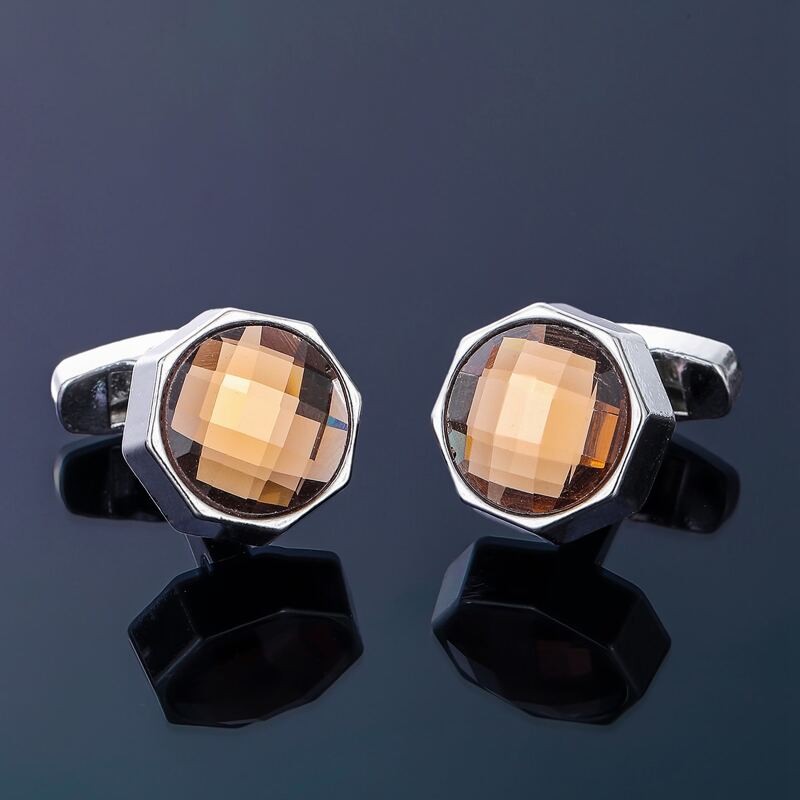 

Guys Round Cufflinks, Coffee brown
