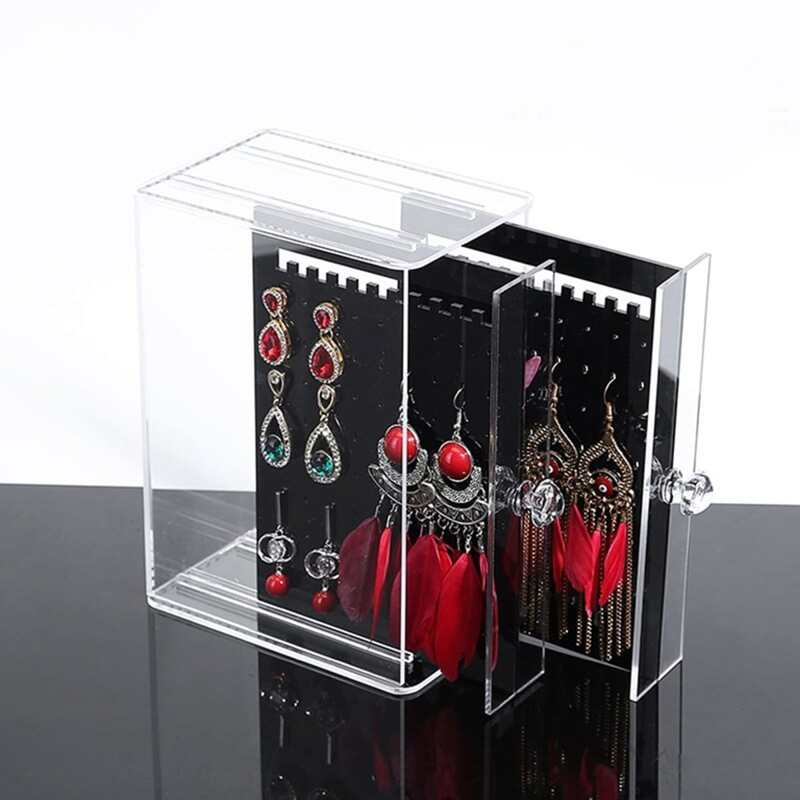 

1pc Clear Jewelry Storage Box, Black