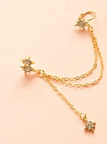 Pendientes De Clip Estrella Ocho Puntas Decoración Zirconia - Amarillo Oro - Ver 3