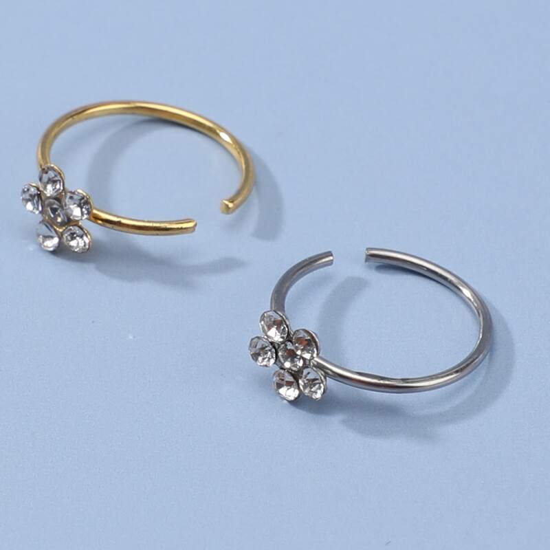 

2pcs Rhinestone Decor Nose Ring, Multicolor