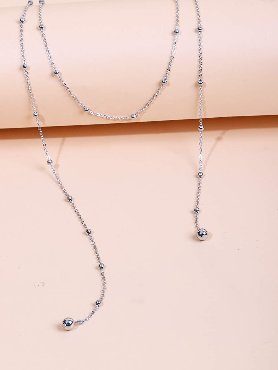 Collar Y a capas - Plateado - Ver 1