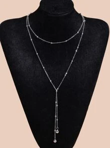 Collar Y a capas - Plateado - Ver 2