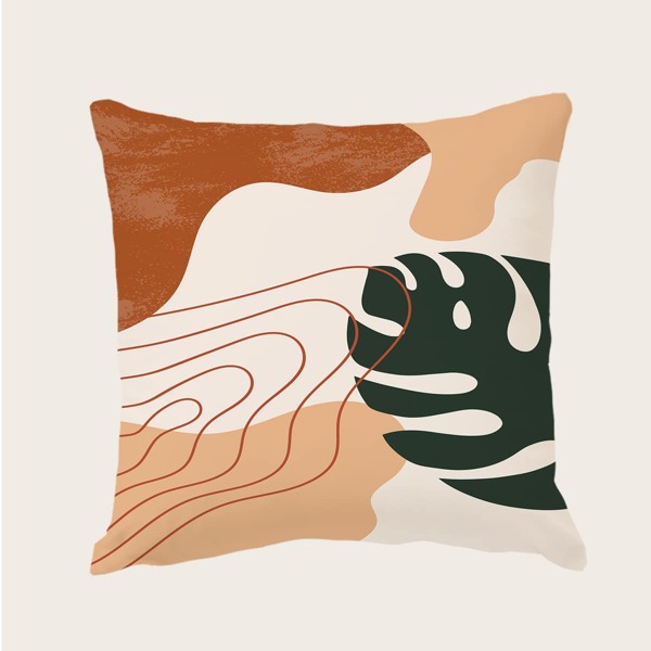 

Leaf Print Cushion Cover Without Filler, Multicolor
