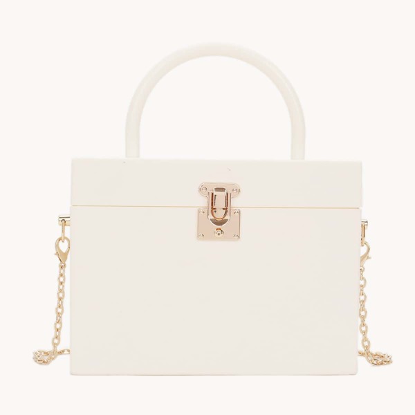 

Minimalist Chain Box Bag, Beige