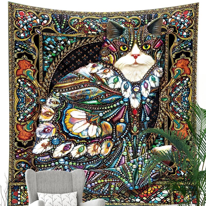 

Vintage Cat Print Tapestry, Multicolor
