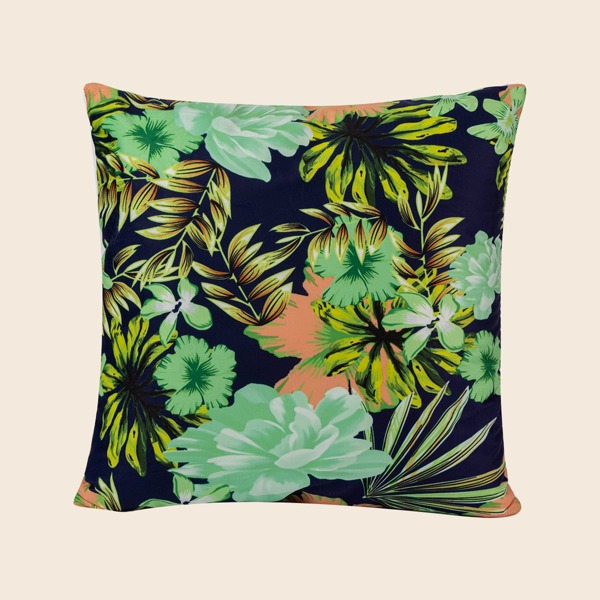 

Leaf Print Cushion Cover Without Filler, Multicolor