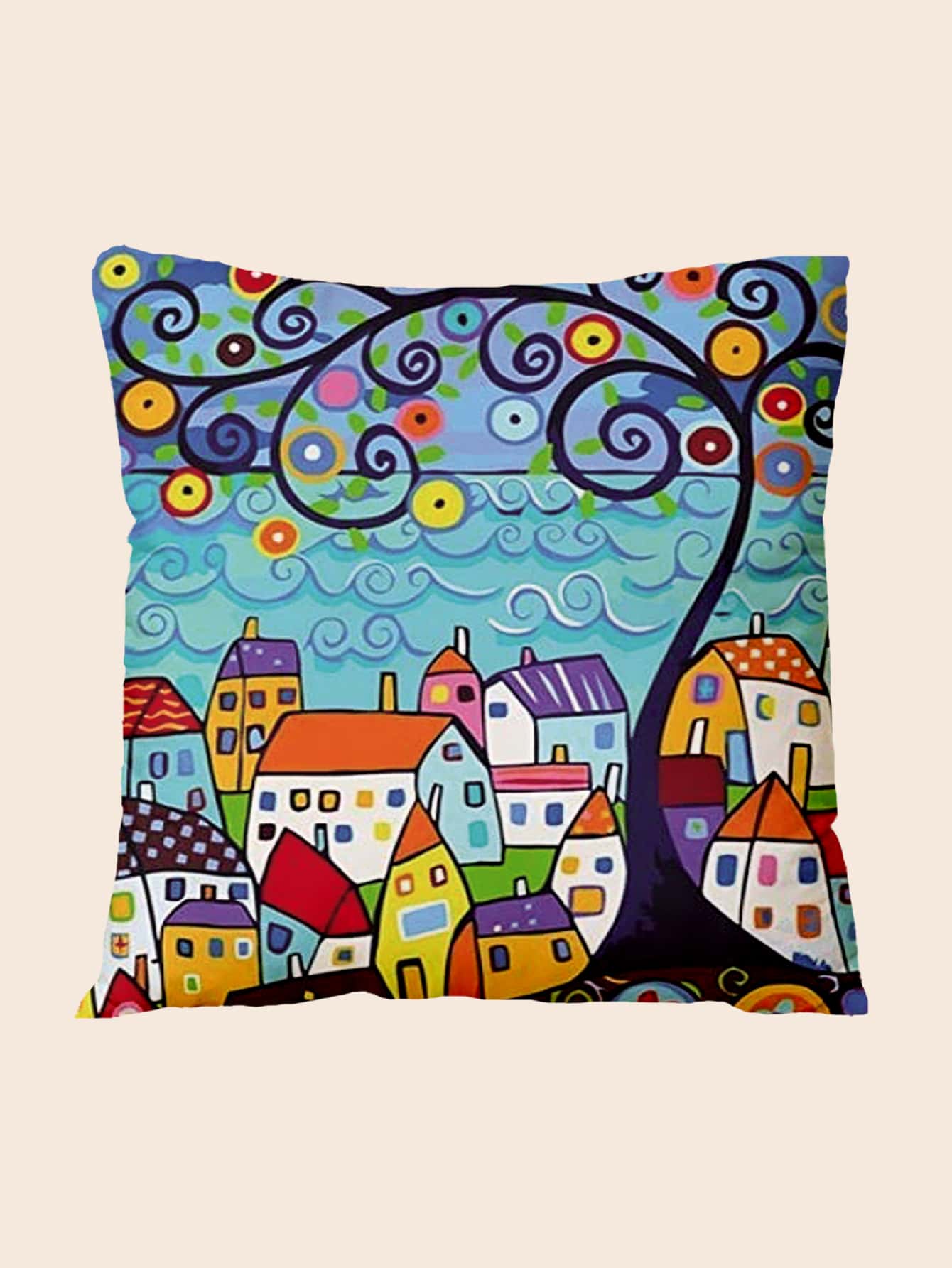 屋圖案靠墊套不附帶墊芯 - 彩色 - 查看 1