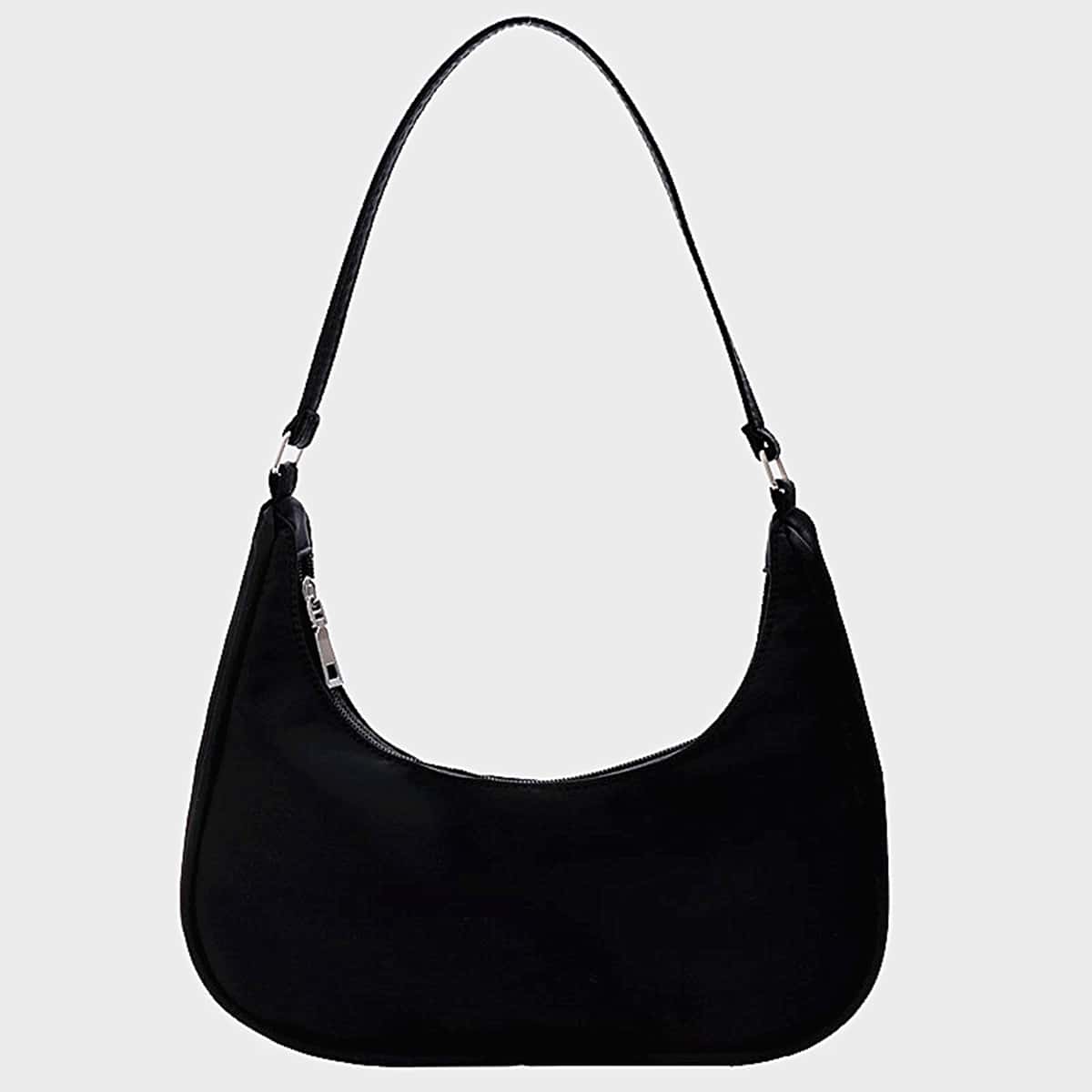

Solid Baguette Bag, Black