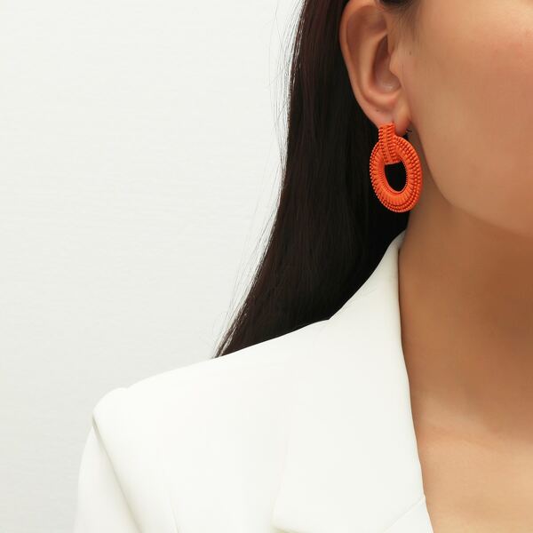

Textured Round Earrings, Orange