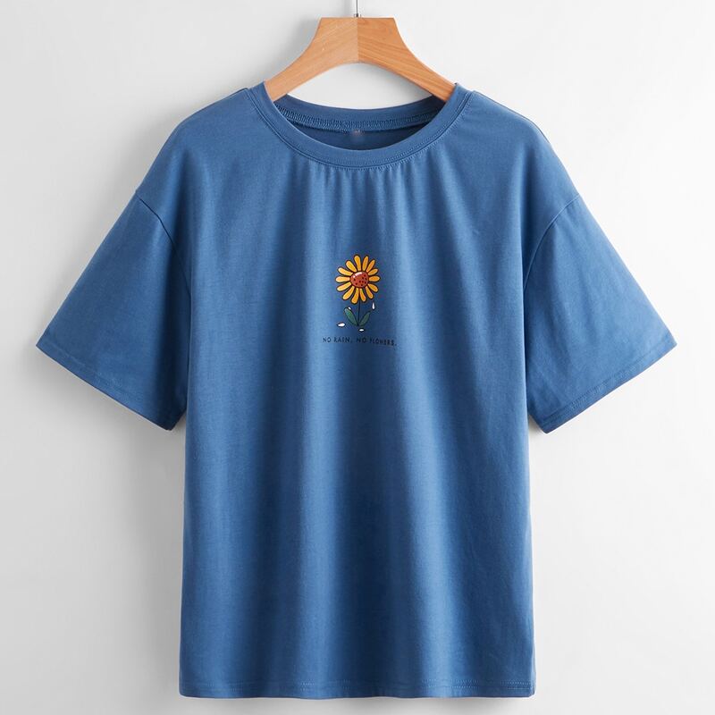 

Letter Sunflower Graphic Tee, Blue