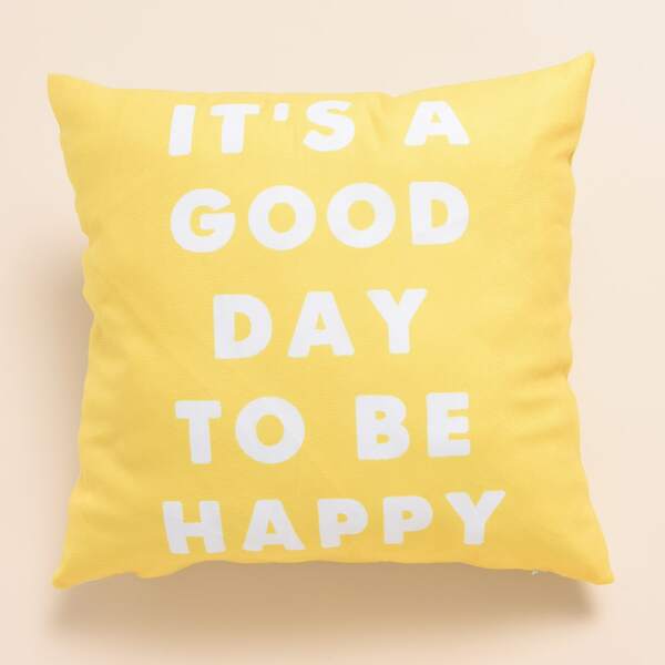 

Slogan Graphic Cushion Cover Without Filler, Yellow