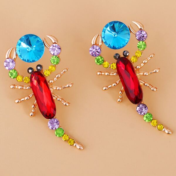 

Colorblock Rhinestone Earrings, Multicolor