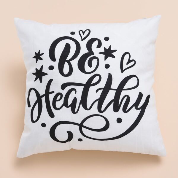 

Slogan Graphic Cushion Cover Without Filler, White
