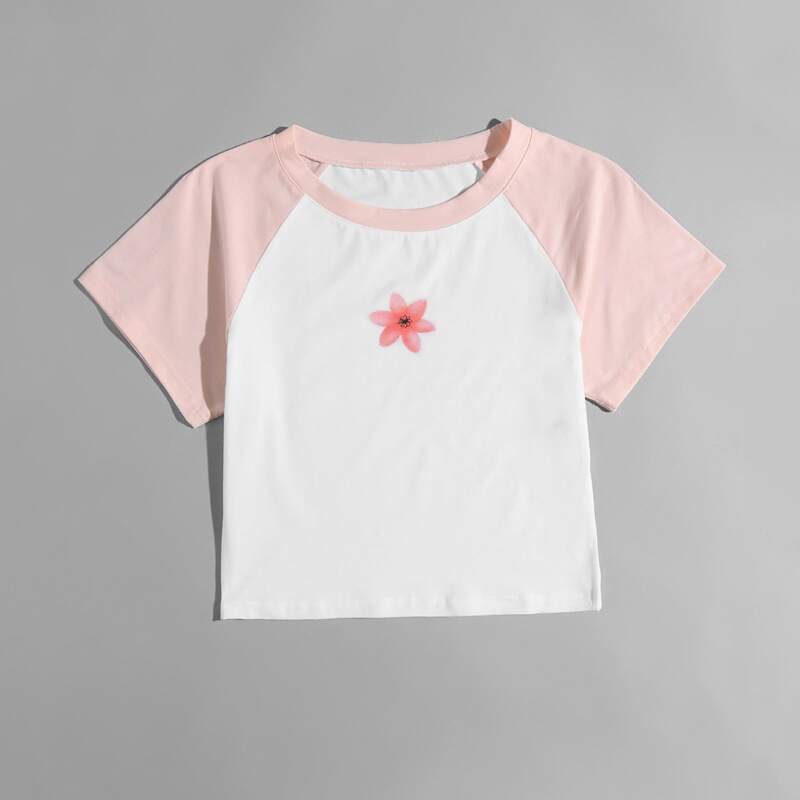 

Floral Graphic Colorblock Tee, Multicolor