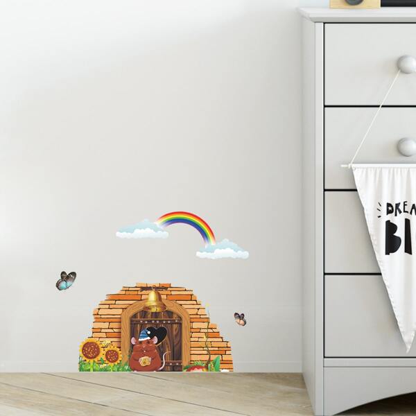 

Kids Cartoon Rat Print Wall Sticker, Multicolor