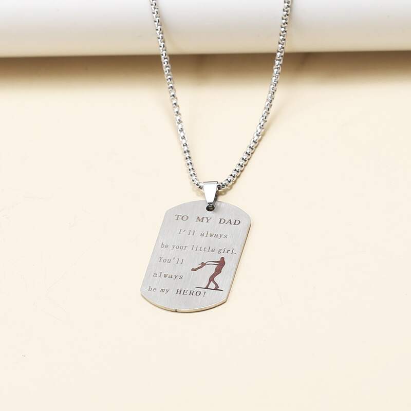 

Guys Slogan Graphic Necklace, Silver