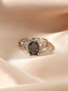 1 Thời Trang Đính Đá Cubic Zirconia & Trang Trí Trái Tim Nhẫn Cho Nữ Quà Tặng Cho Tiệc Cưới - Bạc - Xem 3