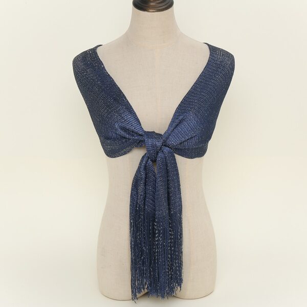 

Fringe Hem Scarf, Navy blue