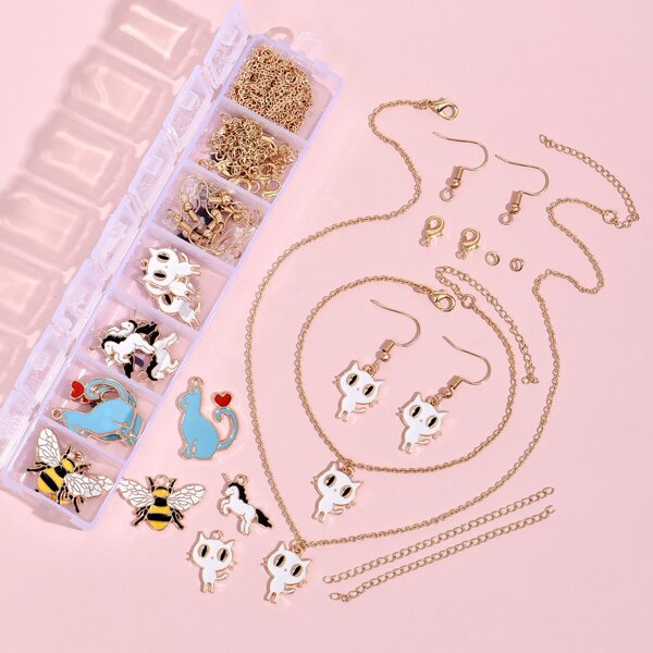 

1box Cartoon Animal DIY Jewelry Accessory Set, Multicolor
