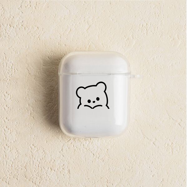 

Прозрачный чехол с мультипликационным рисунком для Airpods, Чёрный