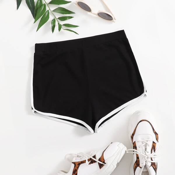 

Contrast Binding Track Shorts, Black